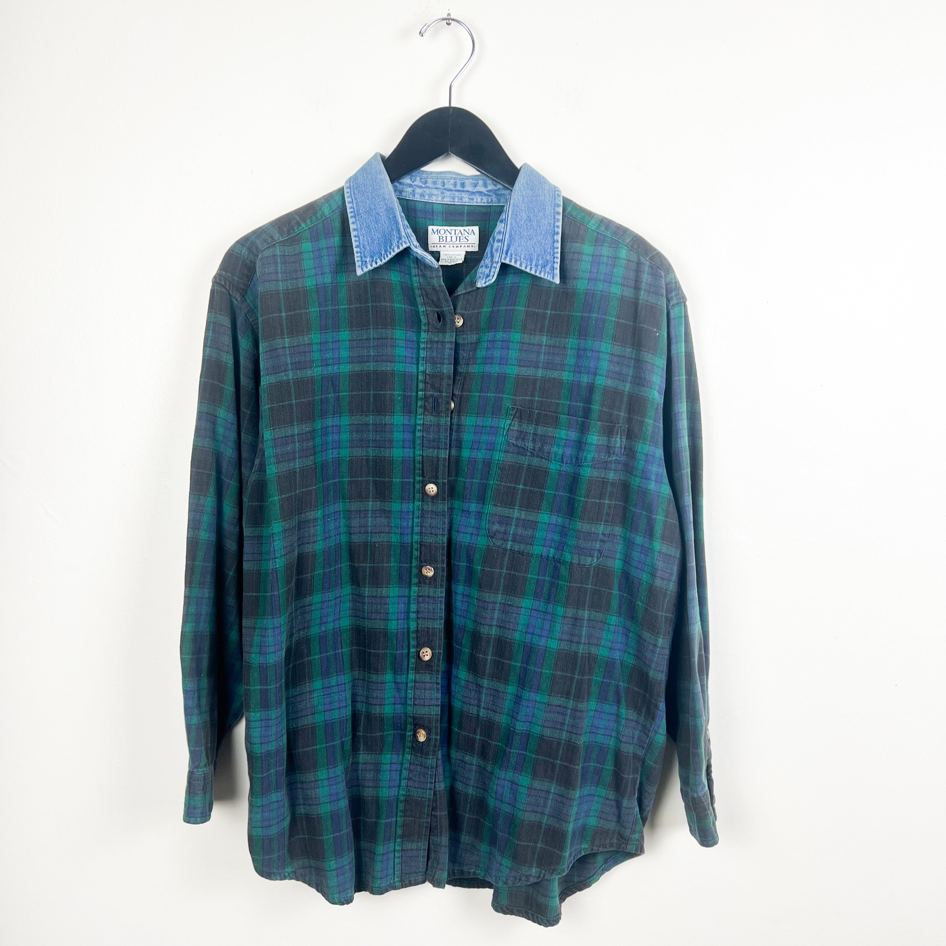 Denim collar hot sale flannel